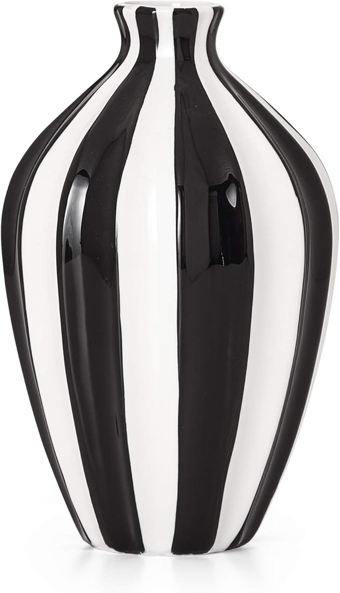 Torre & Tagus Abstract Black and White Stripe Ceramic Vase, 11.5" Height | Amazon (US)