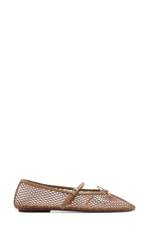 MANGO Buckle Strap Fishnet Ballet Flat in Nude at Nordstrom, Size 6.5Us | Nordstrom