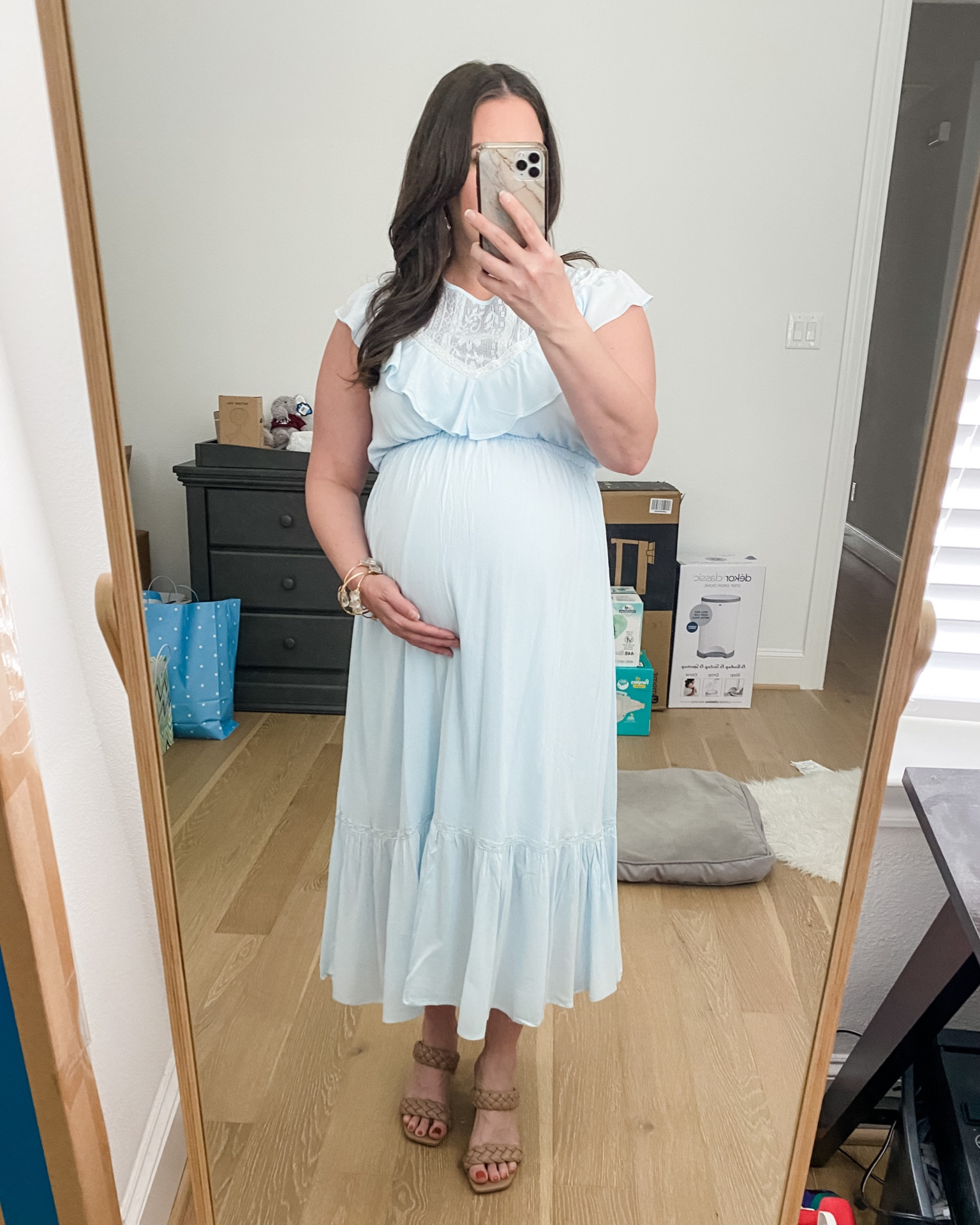 Baby shower dress / Boy baby shower outfit / light blue maternity dress / work outfit / maxi dress / pregnancy outfit / spring fashion 

#LTKbump #LTKsalealert #LTKSeasonal