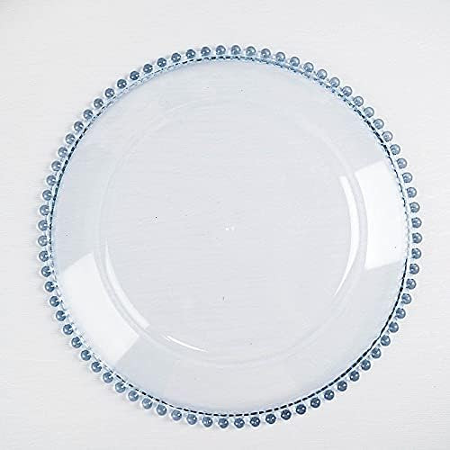 BalsaCircle 6 pcs 12-Inch Blue Beaded Trim Round Acrylic Charger Plates Wedding Party Events Rece... | Amazon (US)