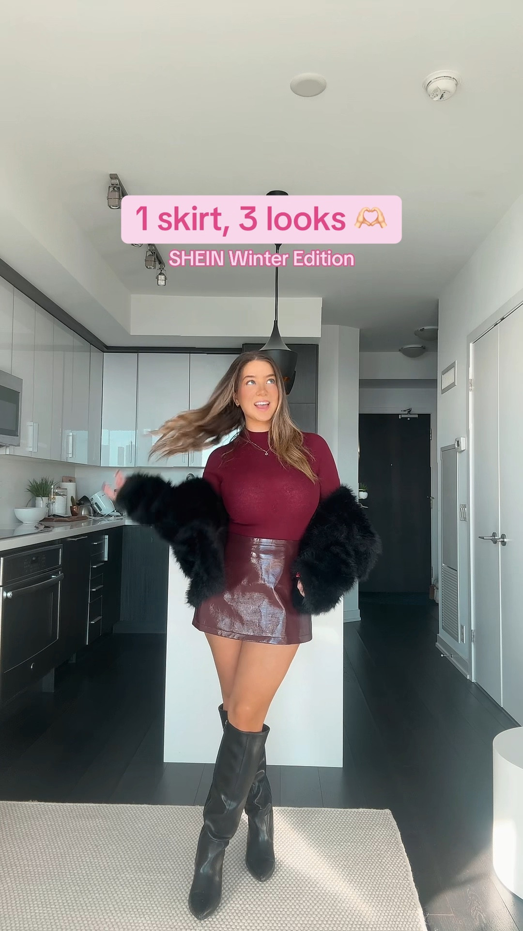 1 burgundy skirt, 3 looks 

#LTKmodest #LTKwinter #LTKmidsize