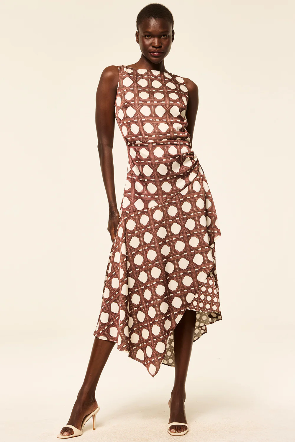 ALODIA DRESS Chocolate Rattan Tile Mix / XL | MISA Los Angeles