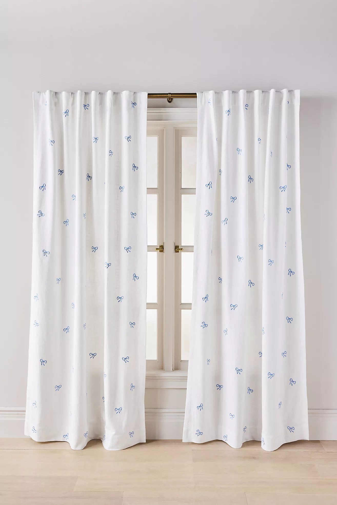 Maeve Cotton Embroidered Bow Curtain | Anthropologie (US)