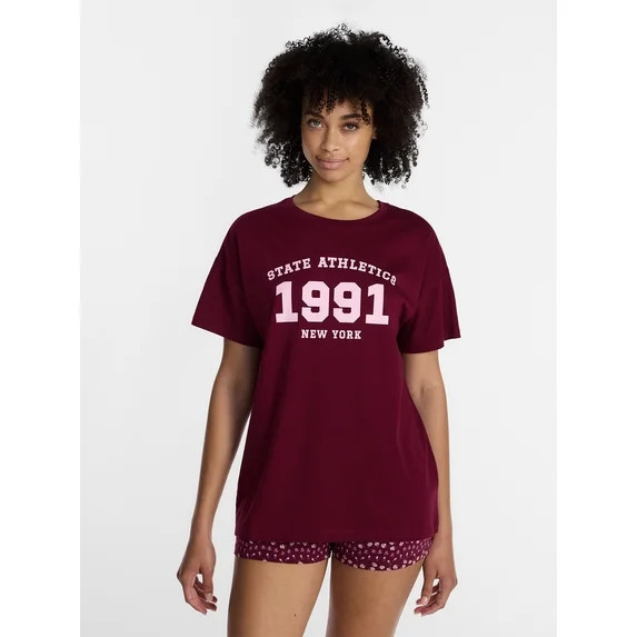 No Boundaries Sleepwear Oversized Graphic Cotton Tee, Women’s and Women’s Plus XXS-3X | Walmart (US)