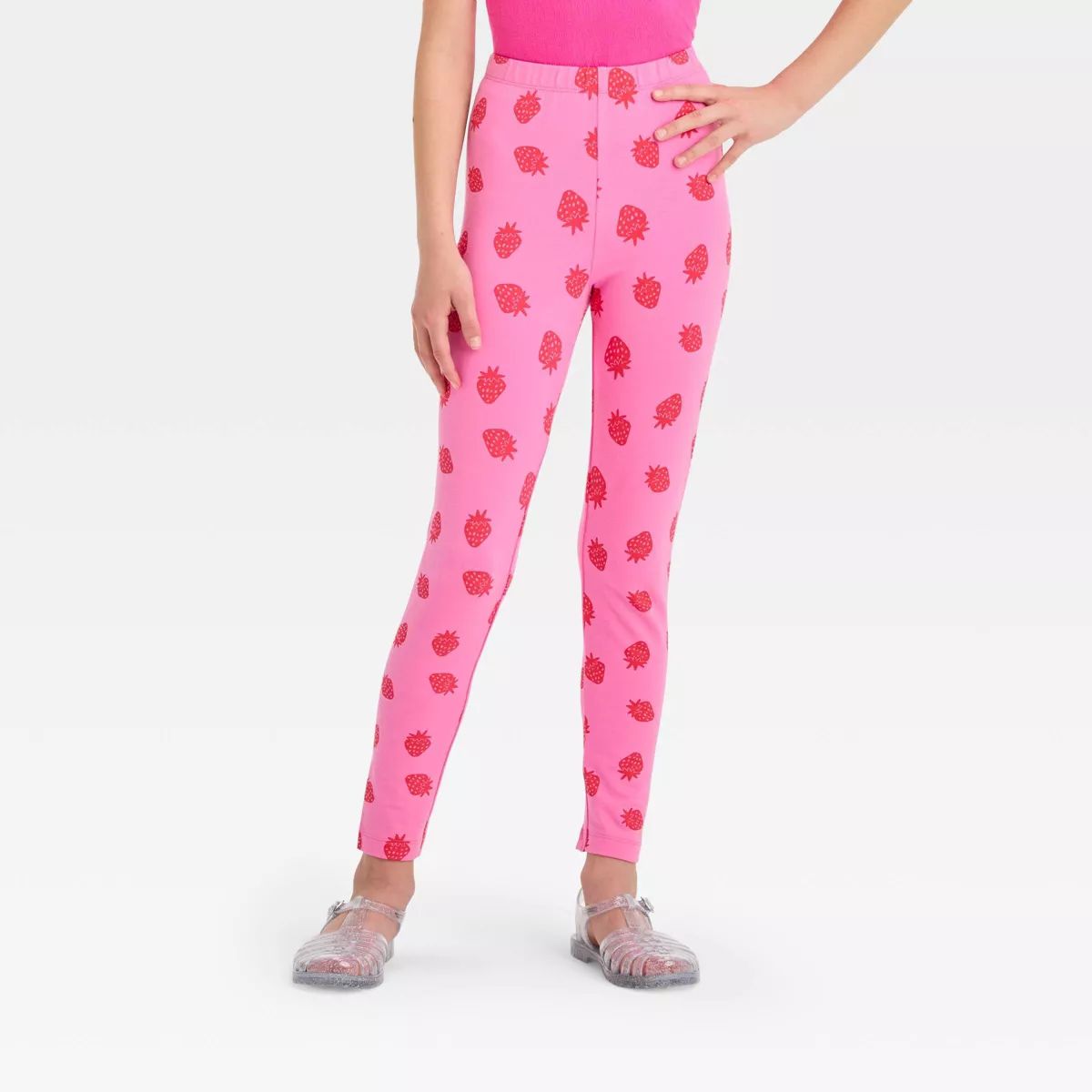 Girls' Strawberry Leggings - Cat & Jack™ Pink | Target