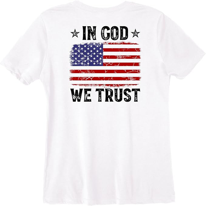 In God We Trust American Flag 4th Of July Christian On Back Premium T-Shirt | Amazon (US)