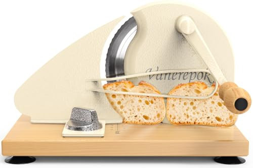 vanerepok Upgrade Manual Bread Slicer for Homemade Sourdough Bread, Classic Hand Crank Home Bread Slicer With Scale Line and Steel Fence, Sharp Blade, Adjustable Width for Homemade & Commercial Use | Amazon (US)