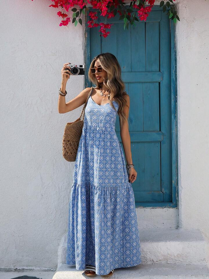 Vivid Eden Women Woven Spaghetti Strap Sundress, Spring/Summer Outfits, Valentine's Day, Vacation... | SHEIN