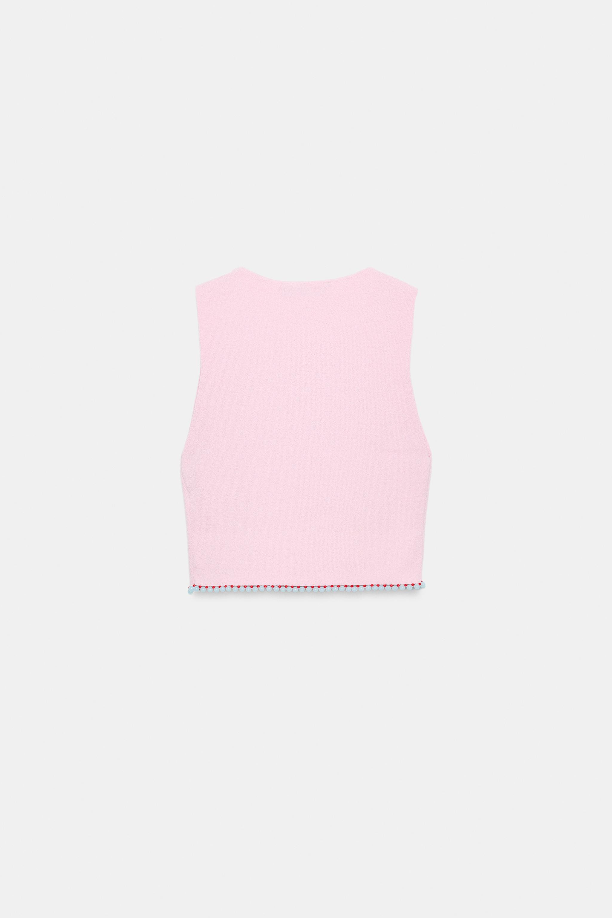 BEADED KNIT CROP TOP | Zara US