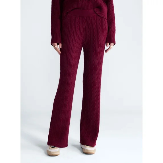Free Assembly Women's and Women's Plus Cozy Yarn Cable Knit Sweatpants, 28.5" Inseam, Sizes XS-4X | Walmart (US)