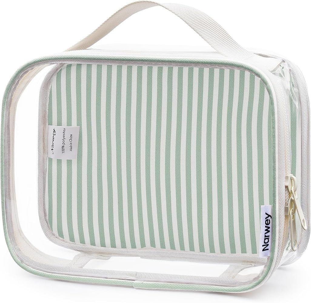 Narwey TSA Approved Clear Toiletry Bag for Travel, Waterproof PVC Clear Makeup Bags, Portable Com... | Amazon (US)