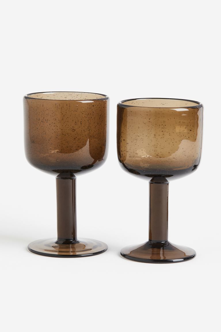2-pack Wine Glasses - Brown - Home All | H&M US | H&M (US + CA)