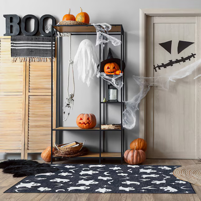 GERTMENIAN Halloween 2025 3 x 5 (ft) Loomed Ghosts Rectangular Indoor Machine washable Pet Friend... | Lowe's