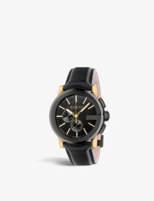 YA101203 G Chrono Collection PVD and leather watch | Selfridges