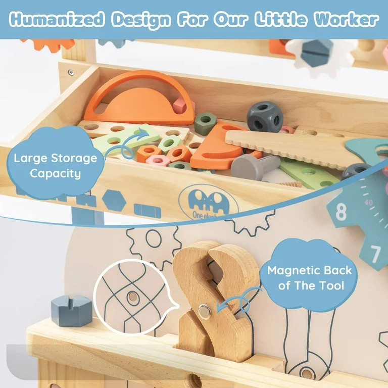 ROBUD Tool Bench Set for Kids- Large Wooden Work Bench Construction Toys, Workshop w/Kid Toys Too... | Walmart (US)