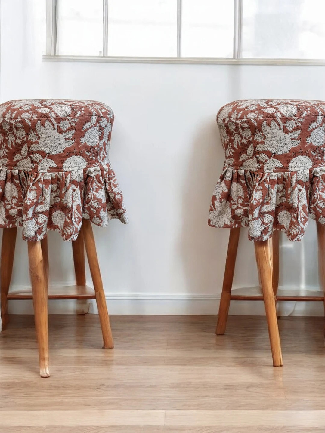 Hand Block Printed Linen Bar Stool Cover: Custom Slipcover for Bar Stool | Farmhouse Style Barsto... | Etsy (US)