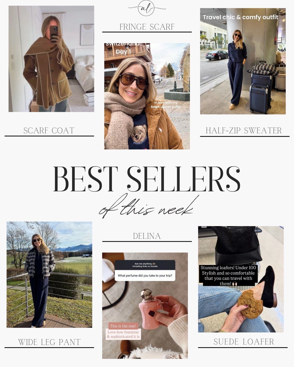 Best sellers of this week! 
Scarf coat, fringe scarf, half-zip sweater, wide leg pant, Delina perfume, suede loafer 

#LTKootd #LTKU #LTKSeasonal