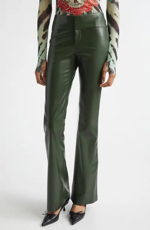 Alice + Olivia Olivia Faux Leather Pants in Dark Olive at Nordstrom, Size 8 | Nordstrom
