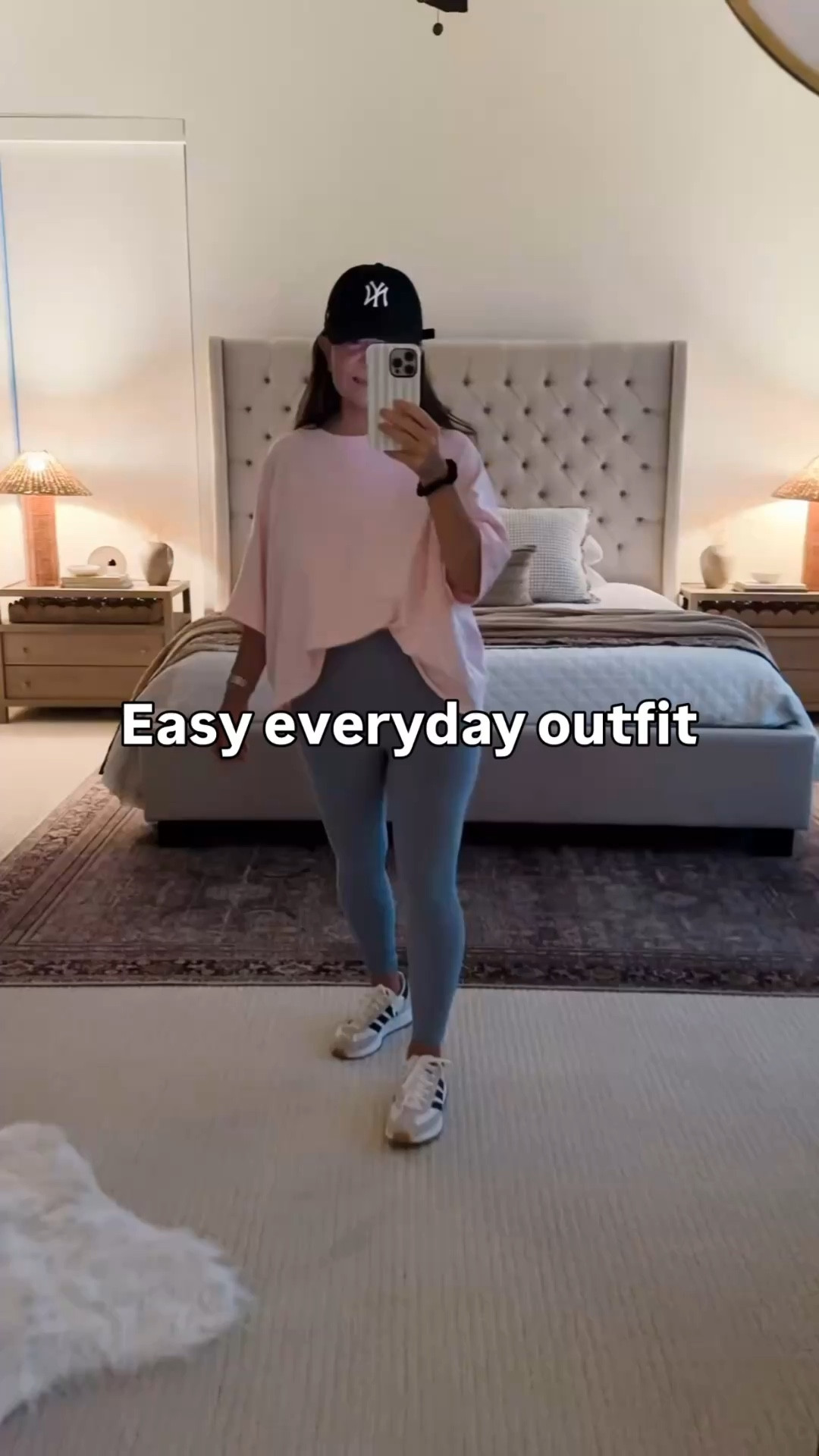 Easy everyday outfit you’ll reach for on repeat 🤍 this Amazon oversized pink tee is so soft and drapes perfectly with these high waisted leggings that are flattering and comfortable for running errands, mom life or travel days, paired with classic neutral Adidas sneakers and a casual baseball hat for that effortless off duty look, everything is affordable and easy to mix and match for a simple capsule wardrobe vibe, follow me on LTK for daily outfit ideas, Amazon finds, and elevated casual style inspiration

#LTKmomlife #LTKvlog #LTKootd