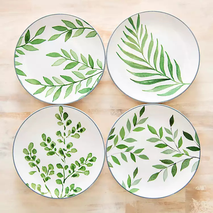 New!Green Leaves Appetizer Plates, Set of 4 | Kirkland's Home