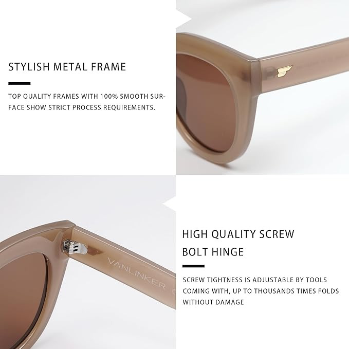 VANLINKER New Version Trendy Polarized Cat Eye Sunglasses for Women Retro Oversized Sunnies VL969... | Amazon (US)