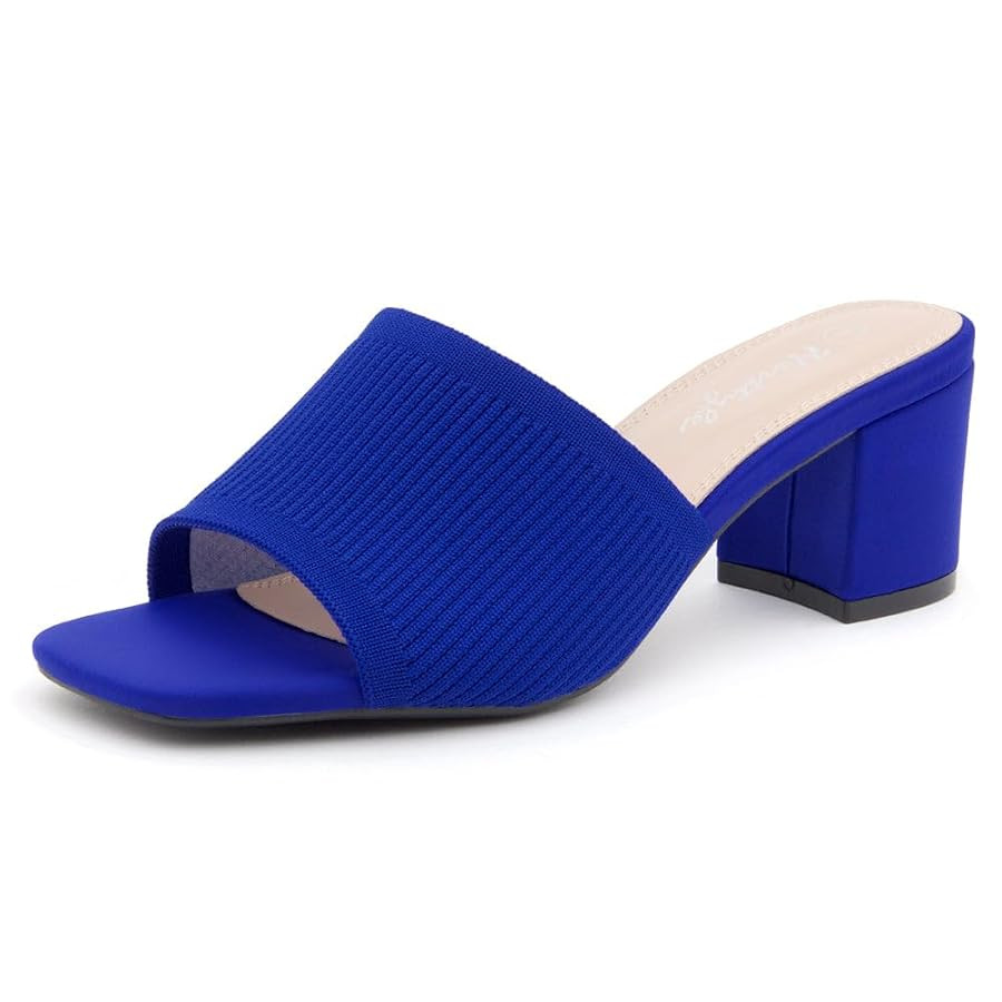 Herstyle Low Block Heels for Women – Slip-On Mules, Square Open Toe 2.5 Inch Comfort Chunky Hee... | Amazon (US)