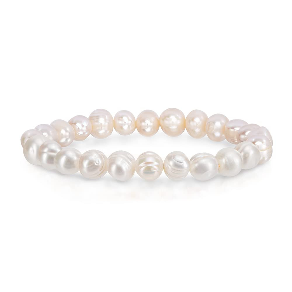 Savlano 8-9MM Cultured Freshwater Baroque Pearl Stretch Bracelet 7 Inches. Available In a Range o... | Amazon (US)