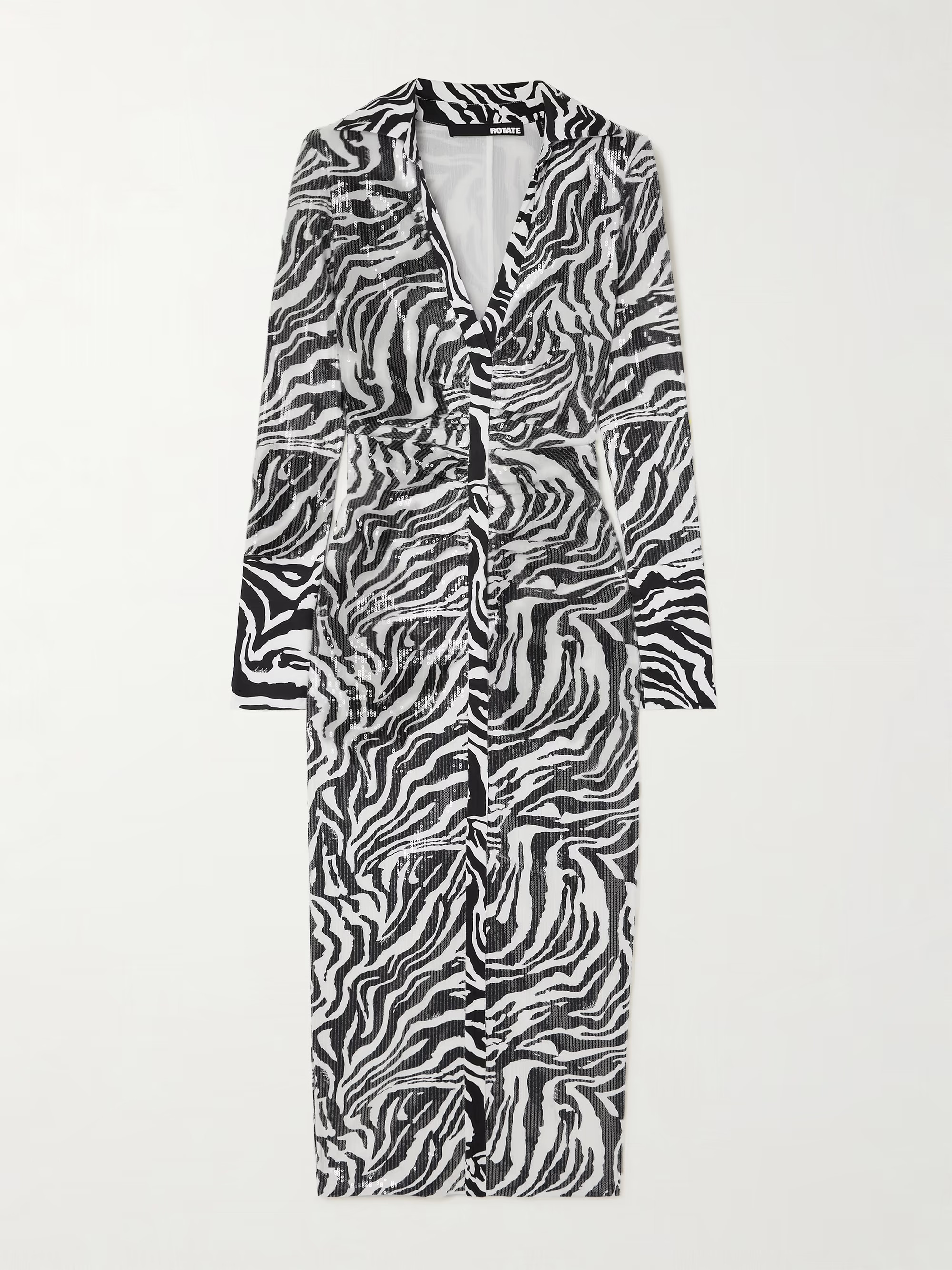 ROTATE BIRGER CHRISTENSENZebra-print sequined stretch recycled-tulle midi dress | NET-A-PORTER (UK & EU)