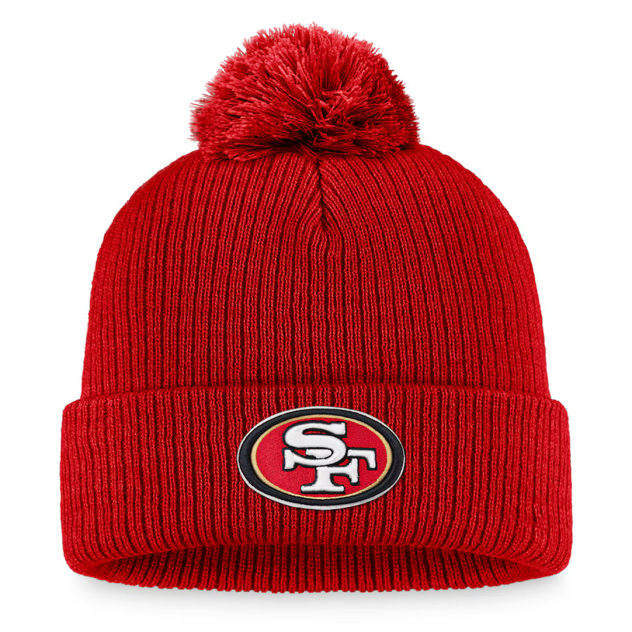 San Francisco 49ers Fanatics Branded Women's Cuffed Knit Hat with Pom - Scarlet | Lids