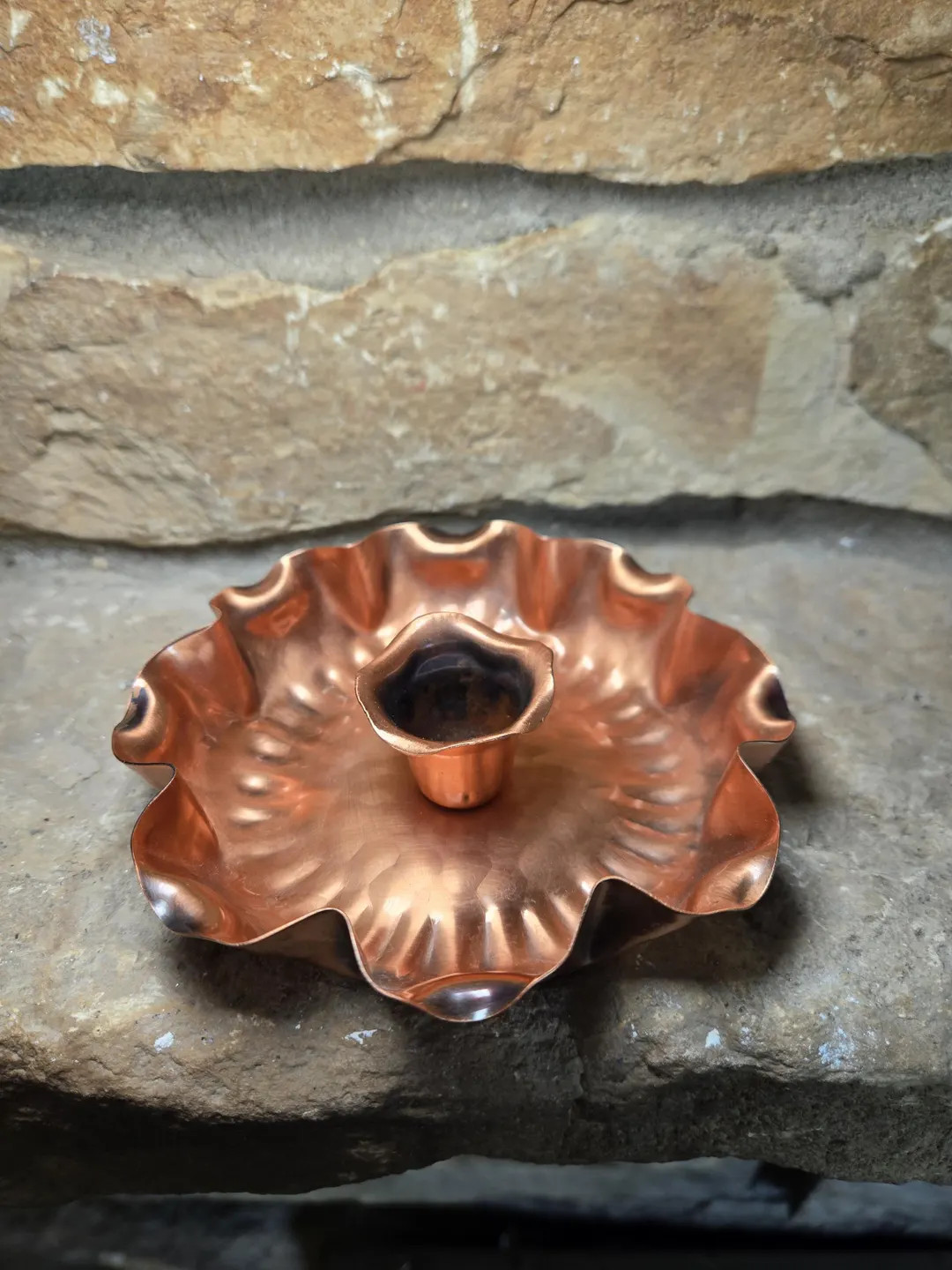 Vintage Gregorian Copper Candle Holder, Hammered Ruffled Edge, USA Made - Etsy | Etsy (US)