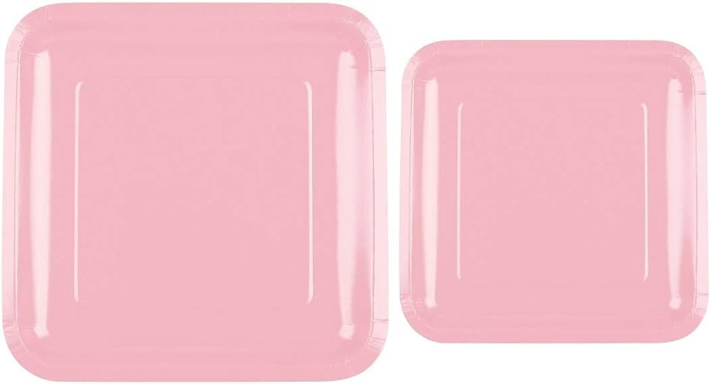 Oojami 100 Count Square Light Pink Paper Plates 50~9" Dinner Paper Plates 50~7" Dessert Paper Pla... | Amazon (US)