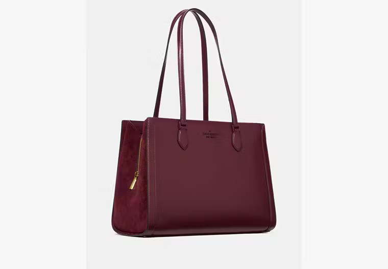 Kate Spade Madison Suede Large Laptop Tote, Dark Merlot | Kate Spade Outlet