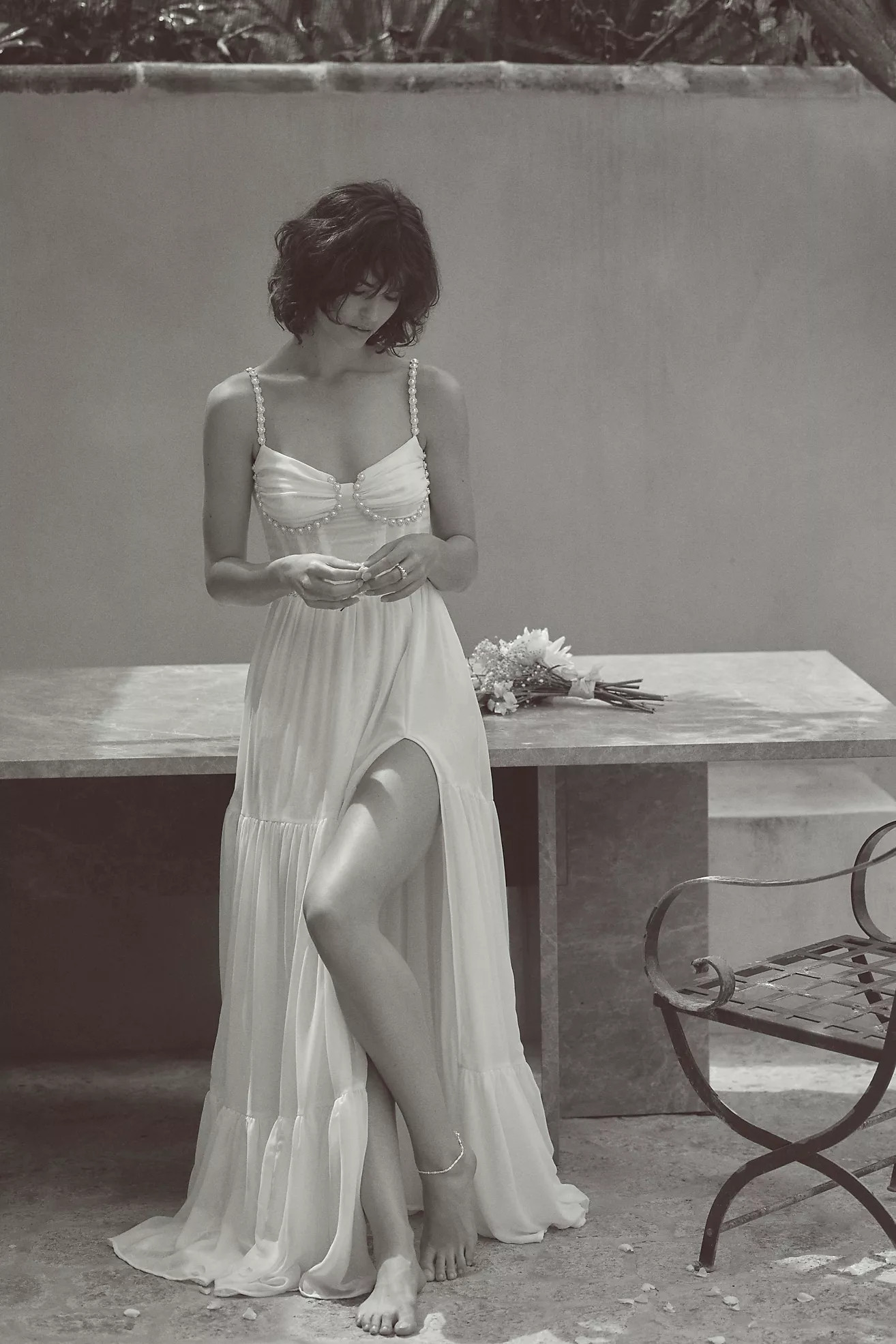 V. Chapman Gwen Corset Chiffon Maxi Dress | Anthropologie (US)