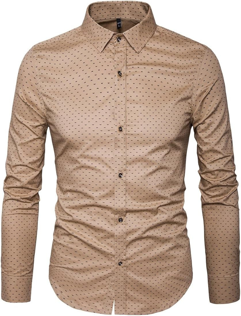 MUSE FATH Men's Printed Cotton Casual Long Sleeve Regular Fit Dress Shirt | Amazon (US)