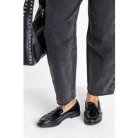 boohoo Dames Patentleerloafer met studs | Black | Maat: 4 | Boohoo.com (NL)