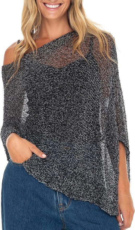 Back From Bali Womens Sheer Poncho Shrug Bolero, Lightweight Summer Shrug Pullover Sweater | Amazon (US)