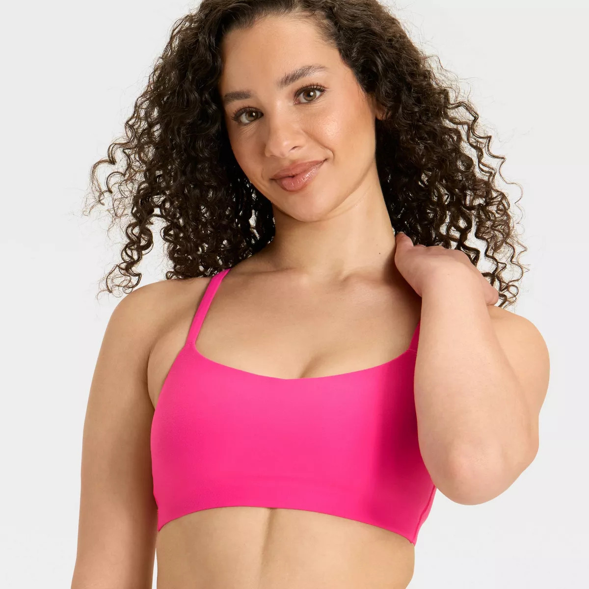 Women's Everyday Soft Light Support Strappy Sports Bra - All In Motion™ Berry Pink XS | Target