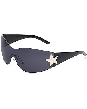 Rimless Y2K Sunglasses for Women Men Wrap Around Fashion Sunglasses Oversized Frameless Trendy Su... | Amazon (US)