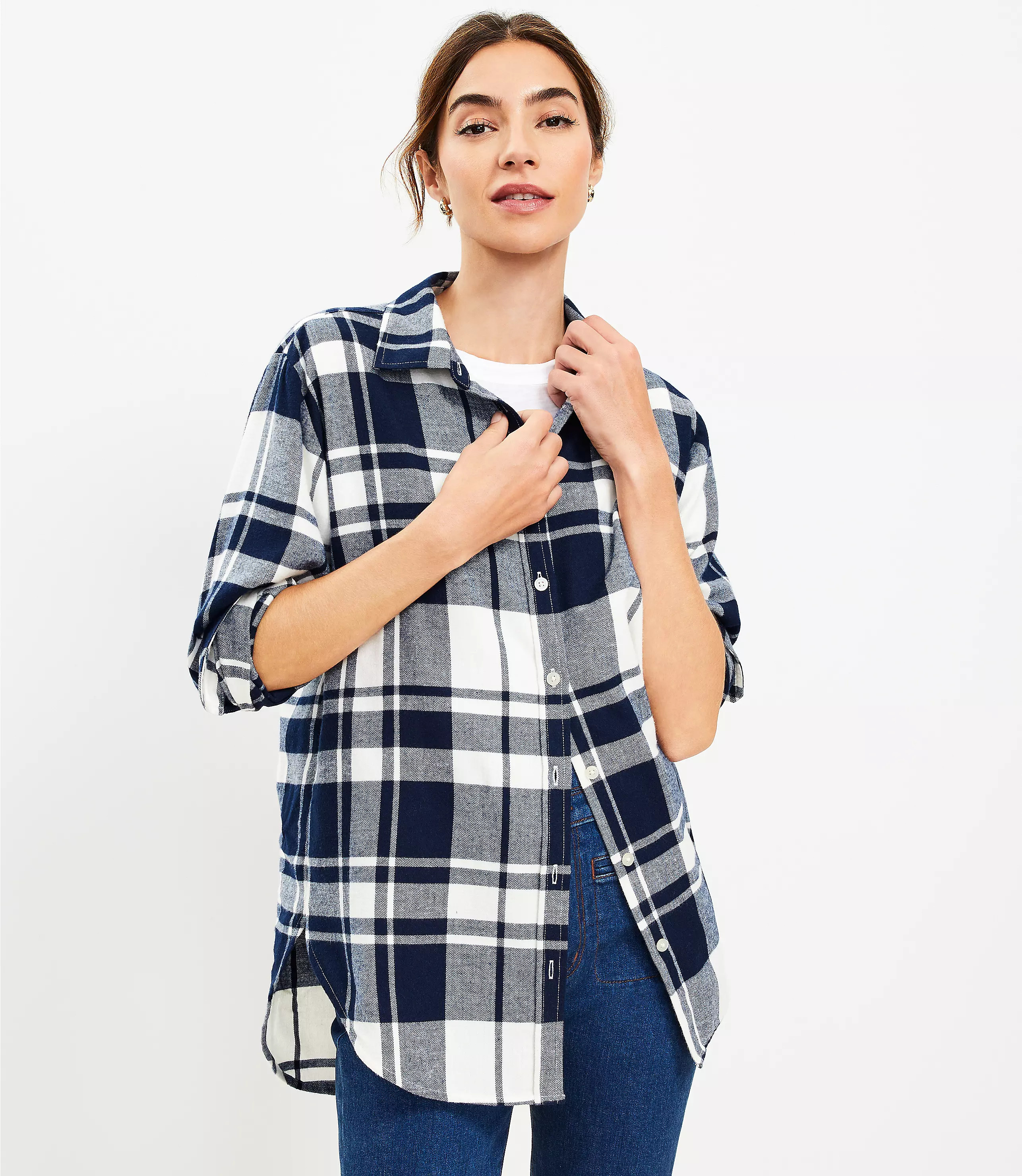 Plaid Flannel Everyday Tunic Shirt | LOFT