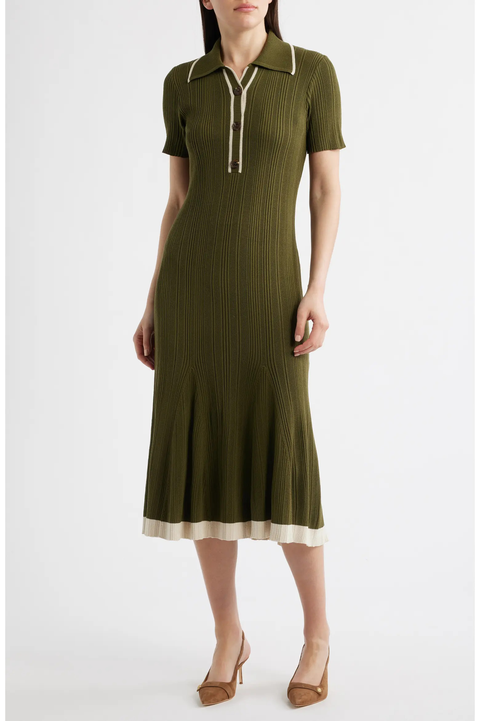 Short Sleeve Rib Polo Sweater Dress (Women) | Nordstrom | Nordstrom