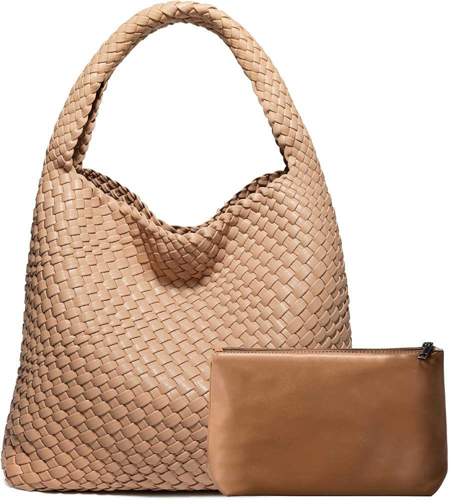 Woven Bag Purses and Handbags Woven Vegan Leather Tote Shoulder Top-Handle Bag With Purses for Wo... | Amazon (US)