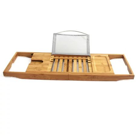 Bathtub Caddy Tray, Bamboo Bath Tray with Extending Sides, Reading Rack, Tablet Holder, Cellphone Tr | Walmart (US)