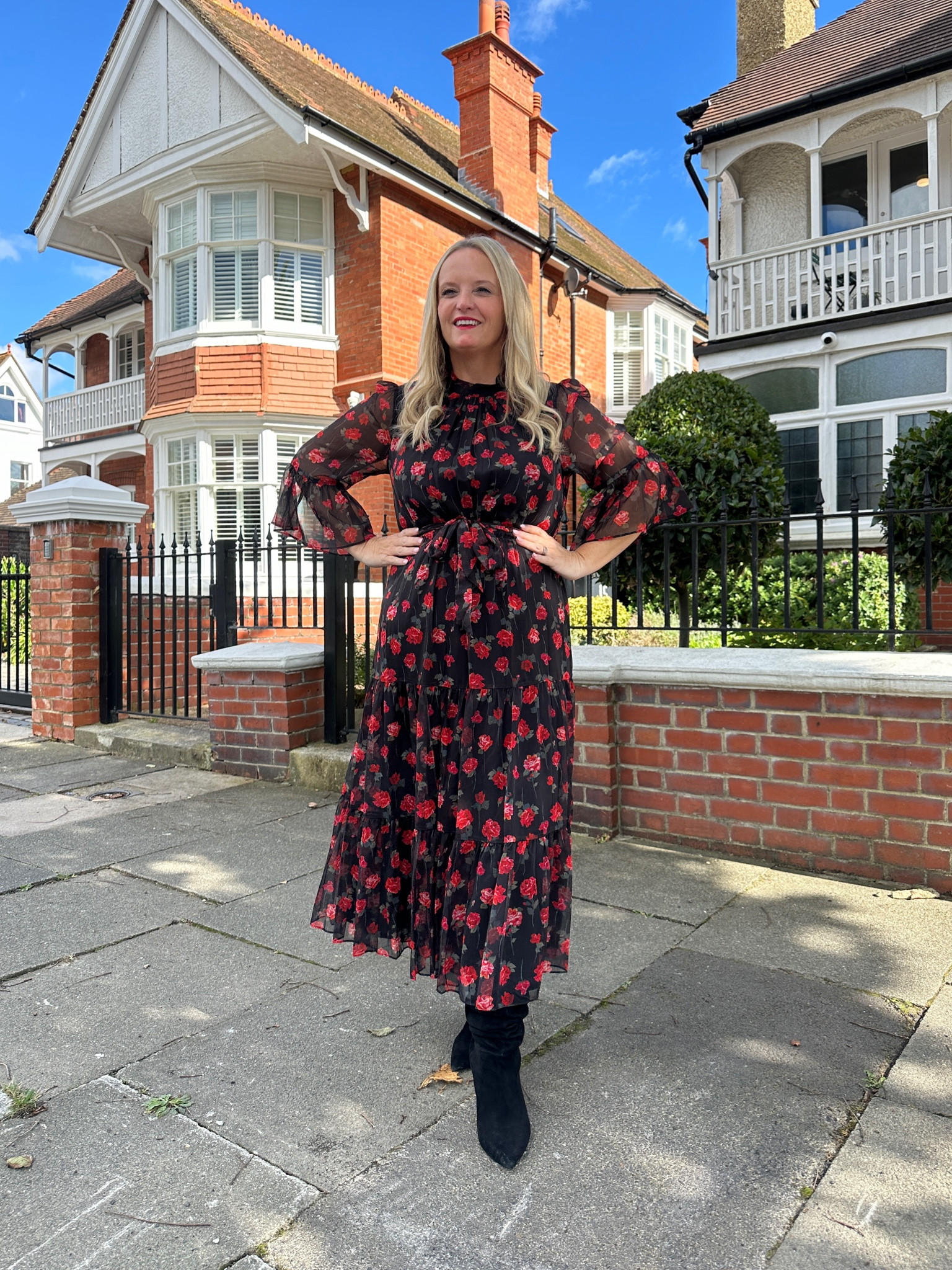 Wearing the perfect winter floral dress from @phaseeight 🌹
This is the Lela Floral Textured Midi Dress. I’m 5ft 3 and went for the regular length (in a size 14) but it does also come in petite. The boots are also Phase Eight. 

#LTKstyletip #LTKautumn #LTKmidsize