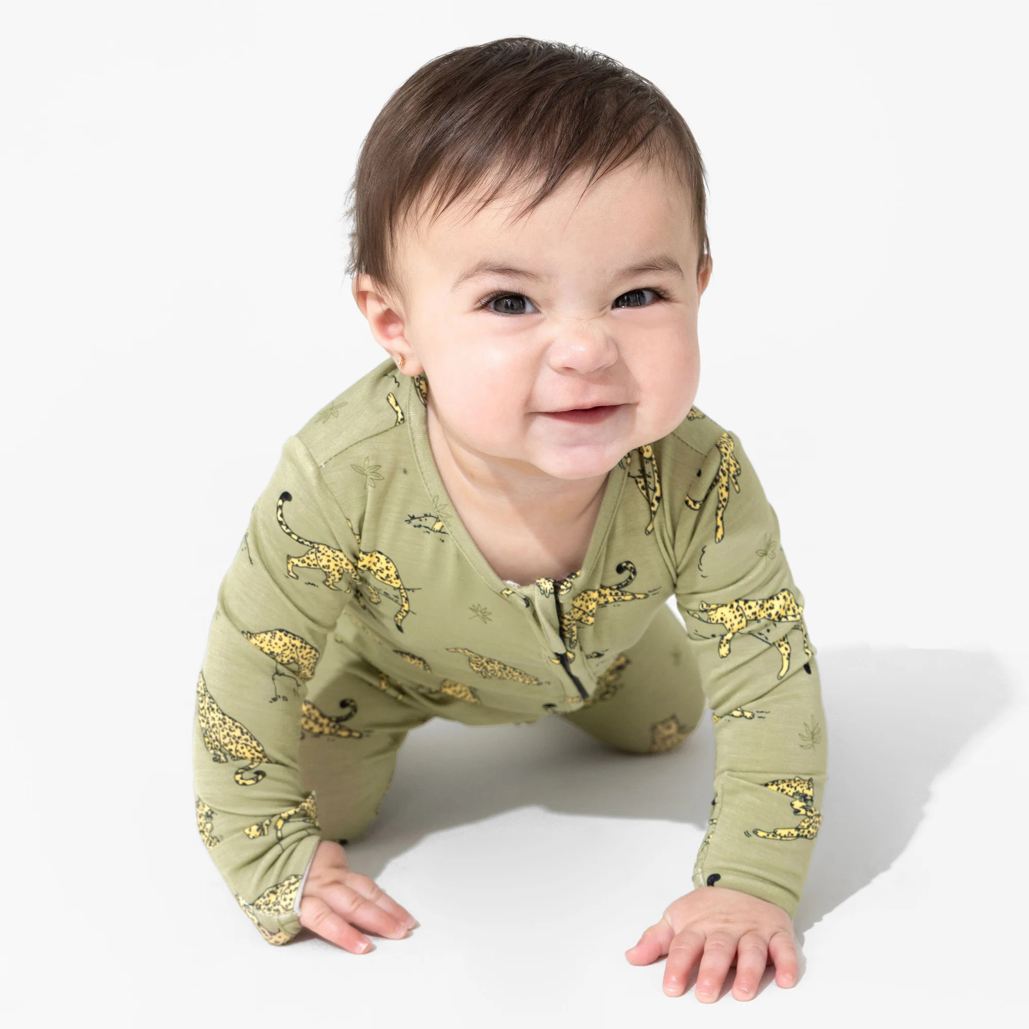Sage & Spots Leopard Bamboo Convertible Footie | Bellabu Bear