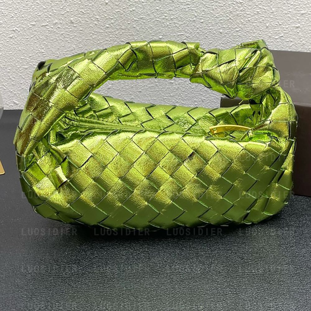 Mini Jodie Handbags Evening Bag Chlorophyll Metalized Crinkle Leather Top Handle Bag Designer Lux... | DHGate