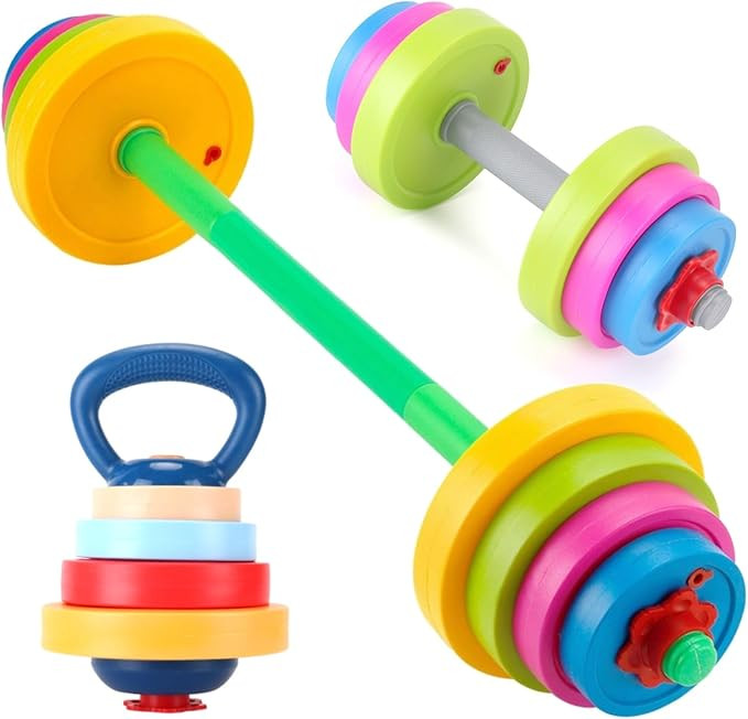Kids Exercise Weight Set - 3-in-1 Adjustable Workout Toy Equipment for Children Pretend Play Exer... | Amazon (US)