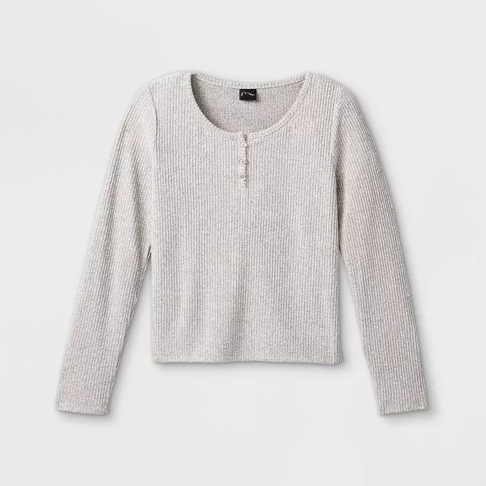 Girls' Cozy Long Sleeve Henley T-Shirt - art class™ | Target