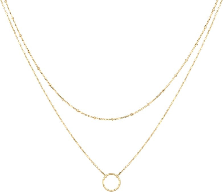 MEVECCO Layered Heart Necklace Pendant Handmade 18k Gold Plated Dainty Gold Choker Arrow Bar Laye... | Amazon (US)