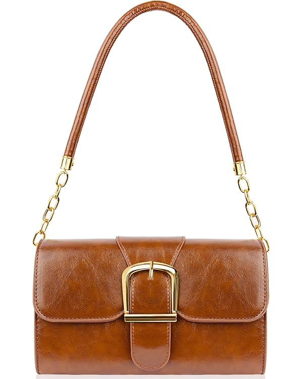 Shoulder Bag for Women, Cute PU Leather Small Brown Purse Handbags, Retro Classic Tote Purses for... | Amazon (US)