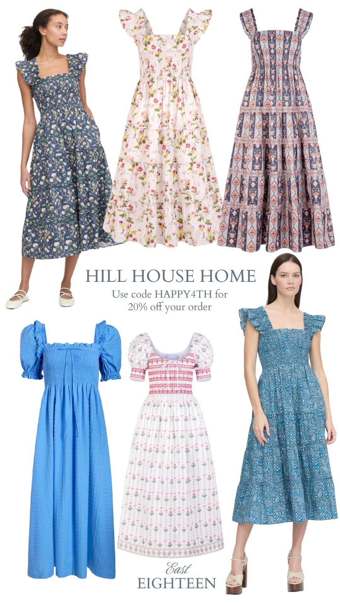 Hill House is having a holiday sale!  Use code HAPPY4TH for 20% off select styles.  Perfect time to stock up on summer dresses  

#LTKSeasonal #LTKStyleTip #LTKSaleAlert